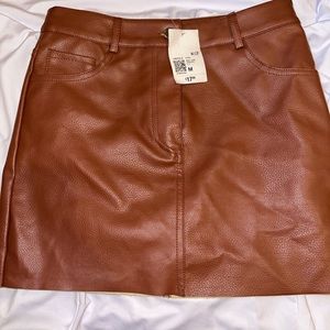 Faux Leather Miniskirt w/ Pockets